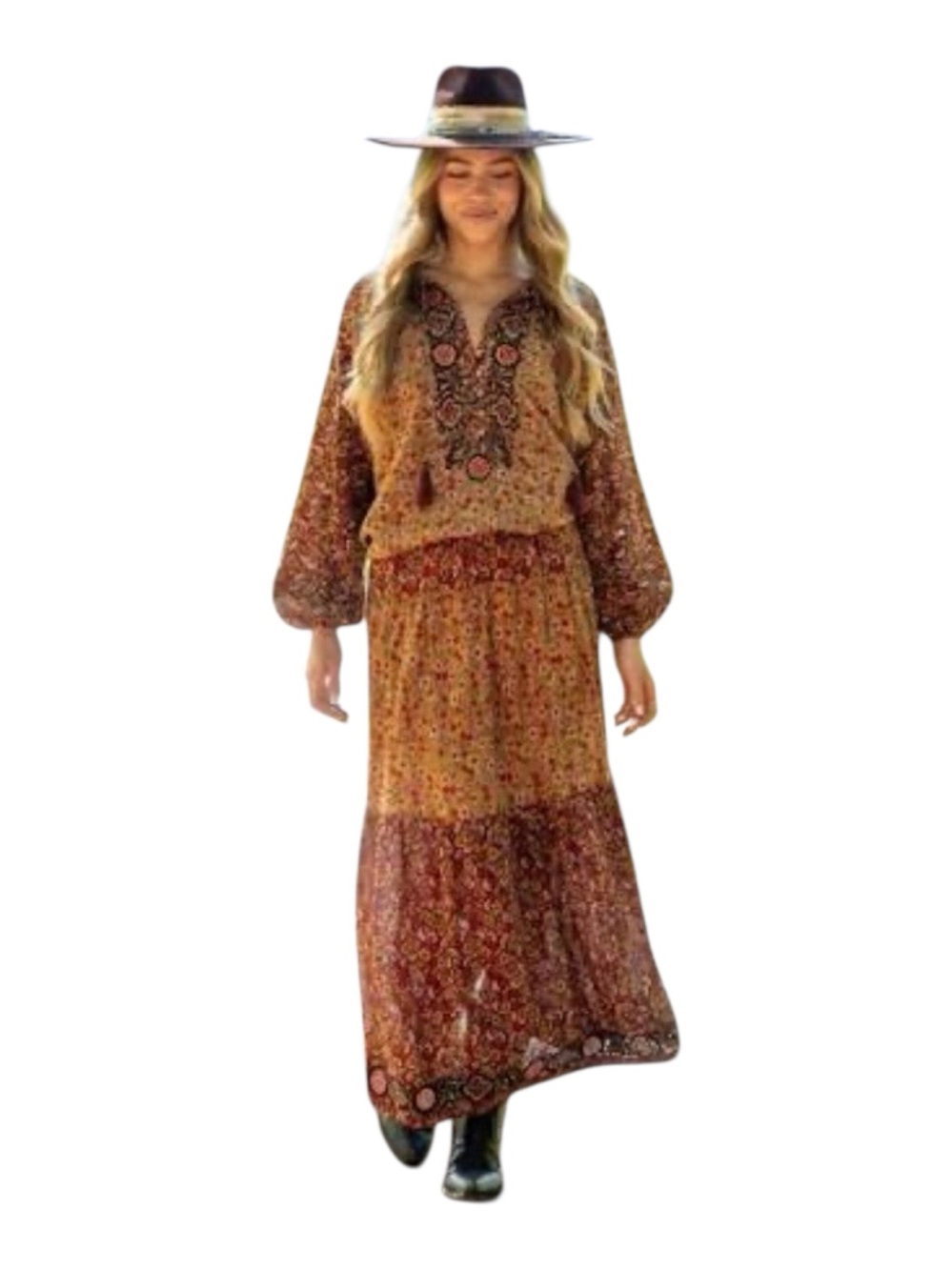 Natural Life NWT Camille Embroidered Top & Skirt Set Size L